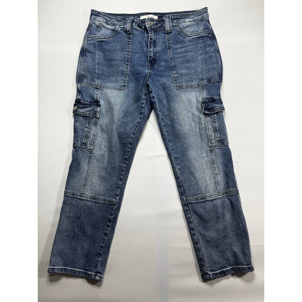 Kancan Women's Cargo Crop Blue Stretch Jeans - Size 11 (33x26)*
